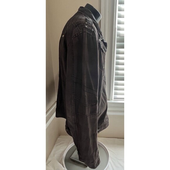 VTG F.U.S.A.I. Jacket Ments Grunge Flannel Brown Y2K Full Zip Snap Sz XL . Flaw - Picture 6 of 15